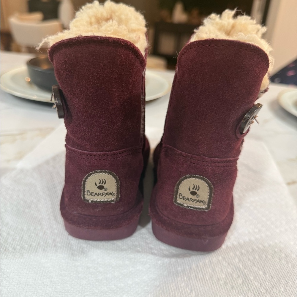 BearPaw Maroon Suede Boots with Shearling - Picture 3 of 8